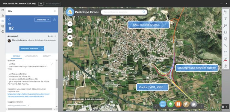 A map of a city or town with markings on it that indicate where a drone will fly to capture imagery