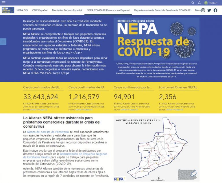 NEPA’s hub site for COVID-19 with all information in Spanish