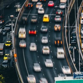 Traffic on the highway, representing distribution routes for Columbia Distributing