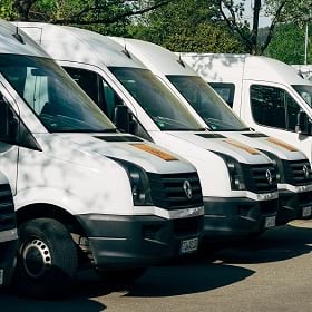 An EV fleet of vans An EV fleet of vans