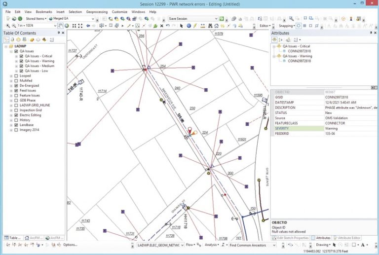 A map of network errors with information about a specific asset on the side A map of network errors with information about a specific asset on the side