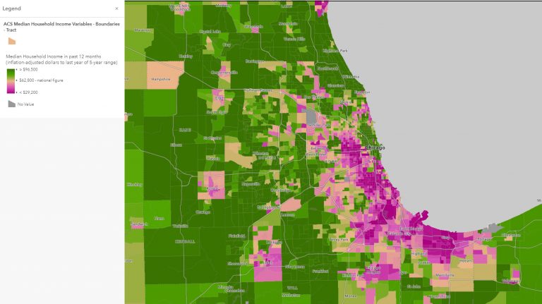 mapa web del área metropolitana de Chicago - el uso de los efectos específicos de entidades