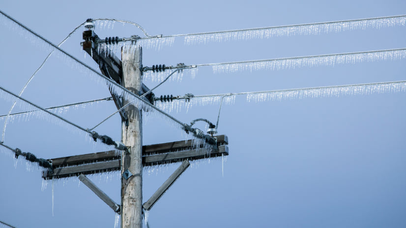 Example of ice-covered powerline