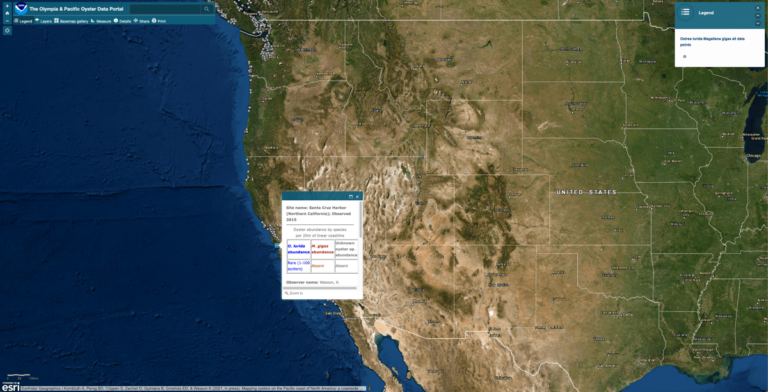 map of olympia oyster range