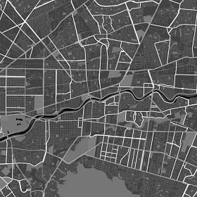 a greyscale map of city streets