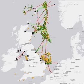 A map of carbon capture storage locations under the North Sea