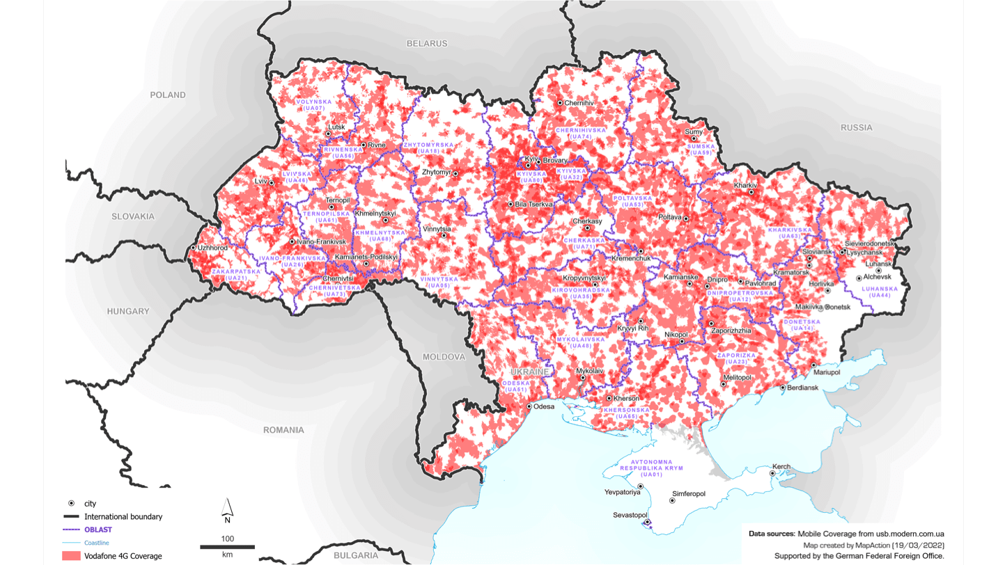4G connectivity map in Ukraine