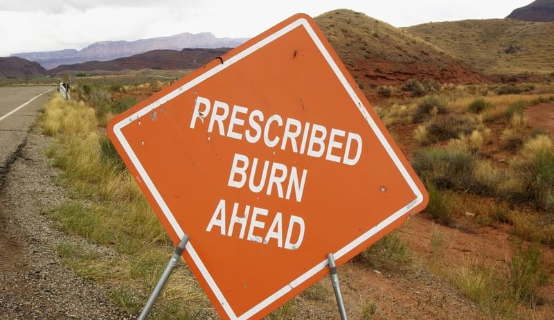 prescribed burn ahead sign