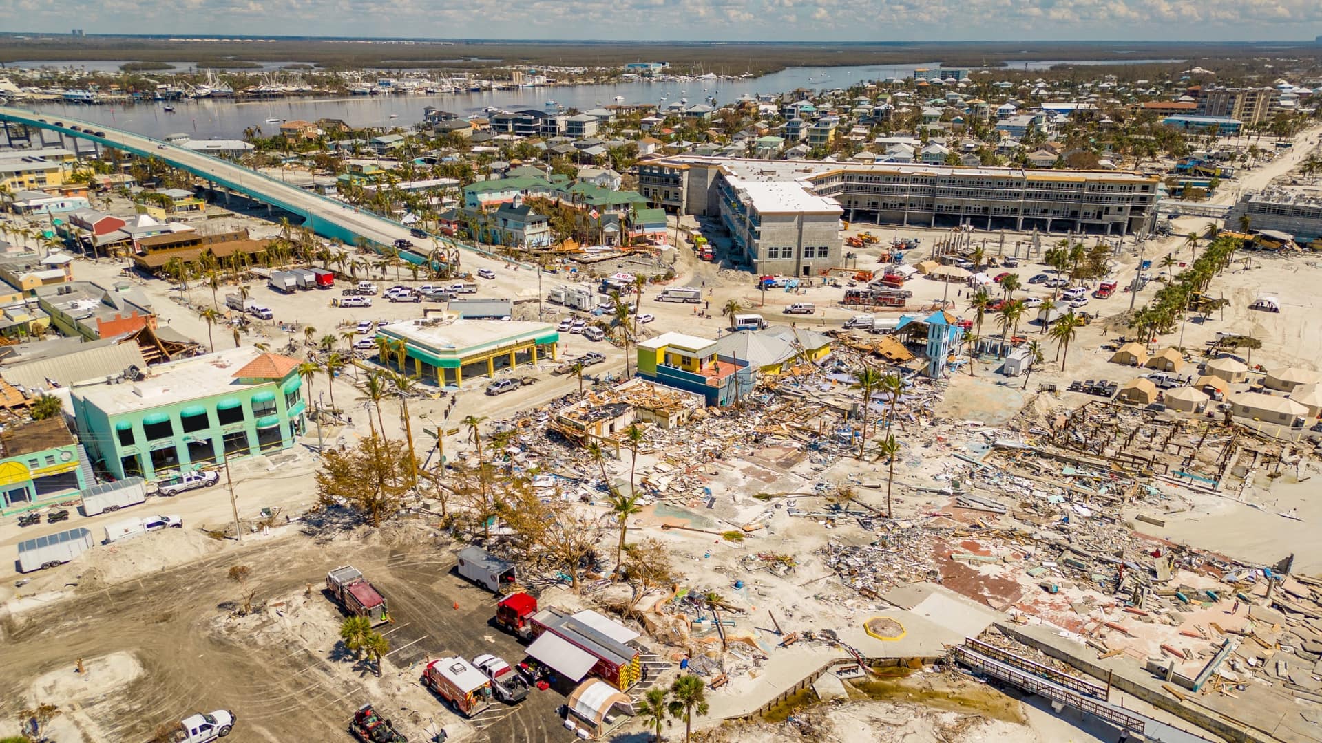 Hurricane Ian damage in Ft Myers Beach, Florida