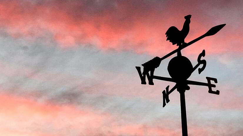A weathervane signifies movement of the population center