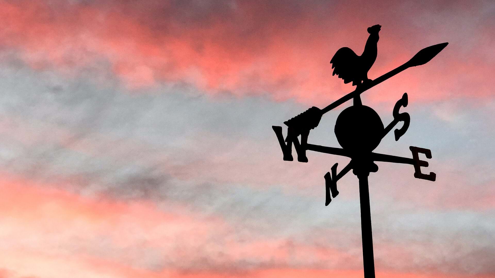 A weathervane represents movements of the population center