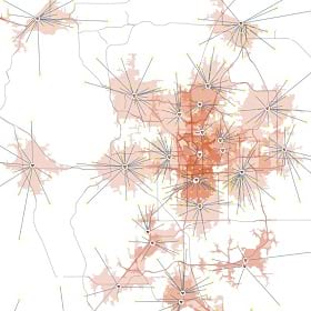 A map with blotches of red and sepia symbolizing racial equity nonprofits A map with blotches of red and sepia symbolizing racial equity nonprofits