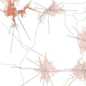 A map with blotches of red and sepia A map with blotches of red and sepia