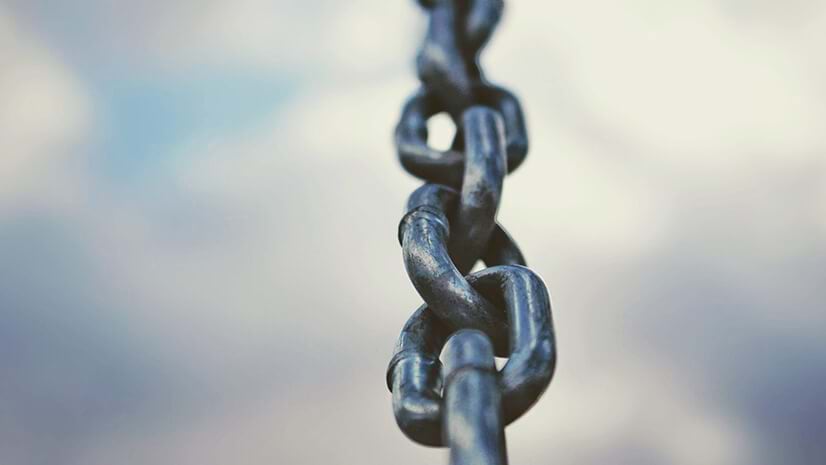 A metal chain close up
