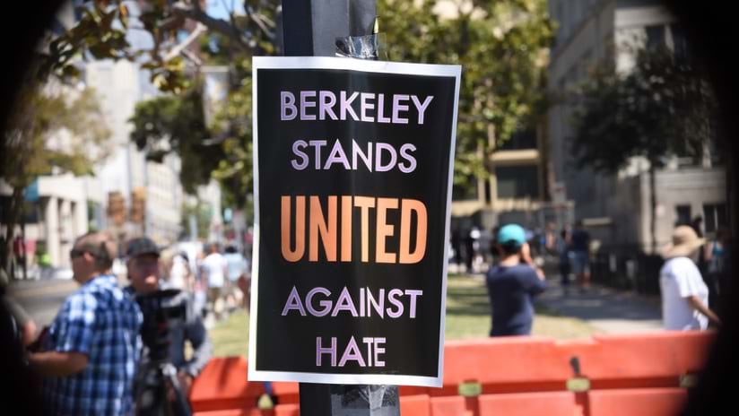 sign reads Berkeley Stands United Against Hate