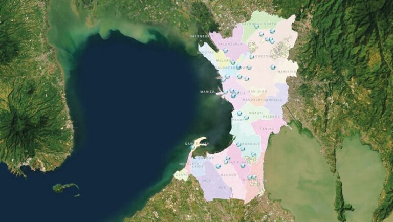 基于图像的大马尼拉地图,城市被划分为不同柔和色彩的区域 基于图像的大马尼拉地图,城市被划分为不同柔和色彩的区域