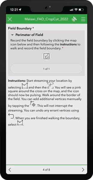 The GPS streaming tool in ArcGIS Survey123 shown on a smartphone screen