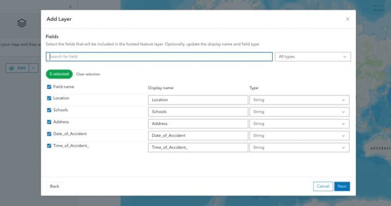 The Add Layer screen in ArcGIS Online