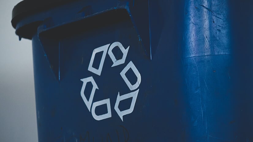 A blue recycling bin symbolizes new life for product returns
