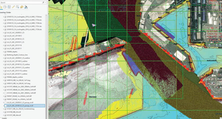 The ArcGIS Bathymetry interface showing a bathymetry map The ArcGIS Bathymetry interface showing a bathymetry map