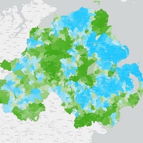 a green and blue map