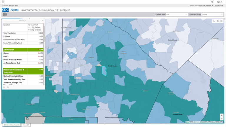 DeKalb County, Georgia cumulative impacts on health map