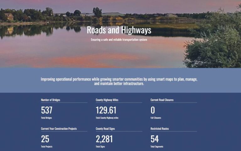 A web page that shows roads and highways stats