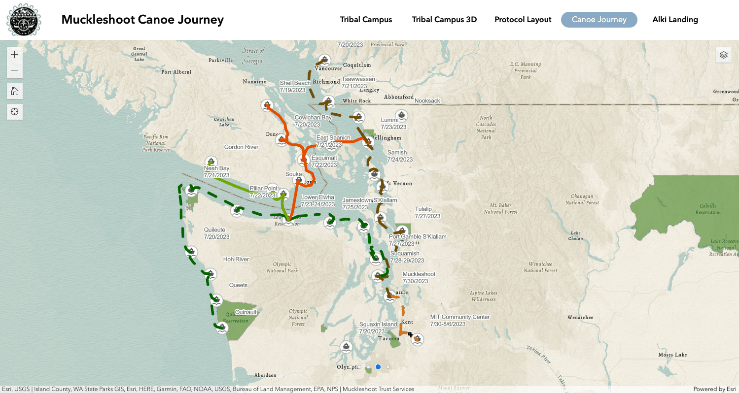 Muckleshoot Canoe Journey map