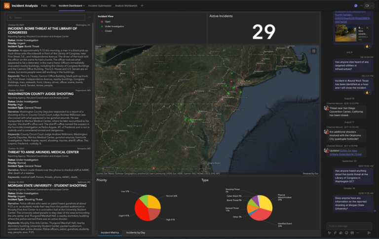 Esri’s Mission software combined with features of Microsoft Teams