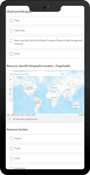 A mobile screen shows a world map and a data entry form.