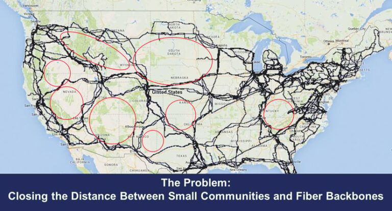 A map of the United States with interstate highways marked in black and specific areas in the west, along with an area in Kentucky and Tennessee, encircled in red