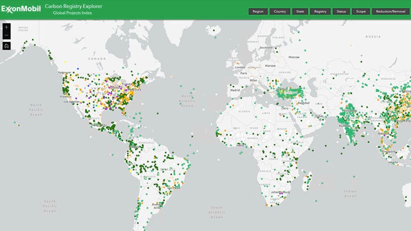 An operational basemap shows locations of property and assets around the world