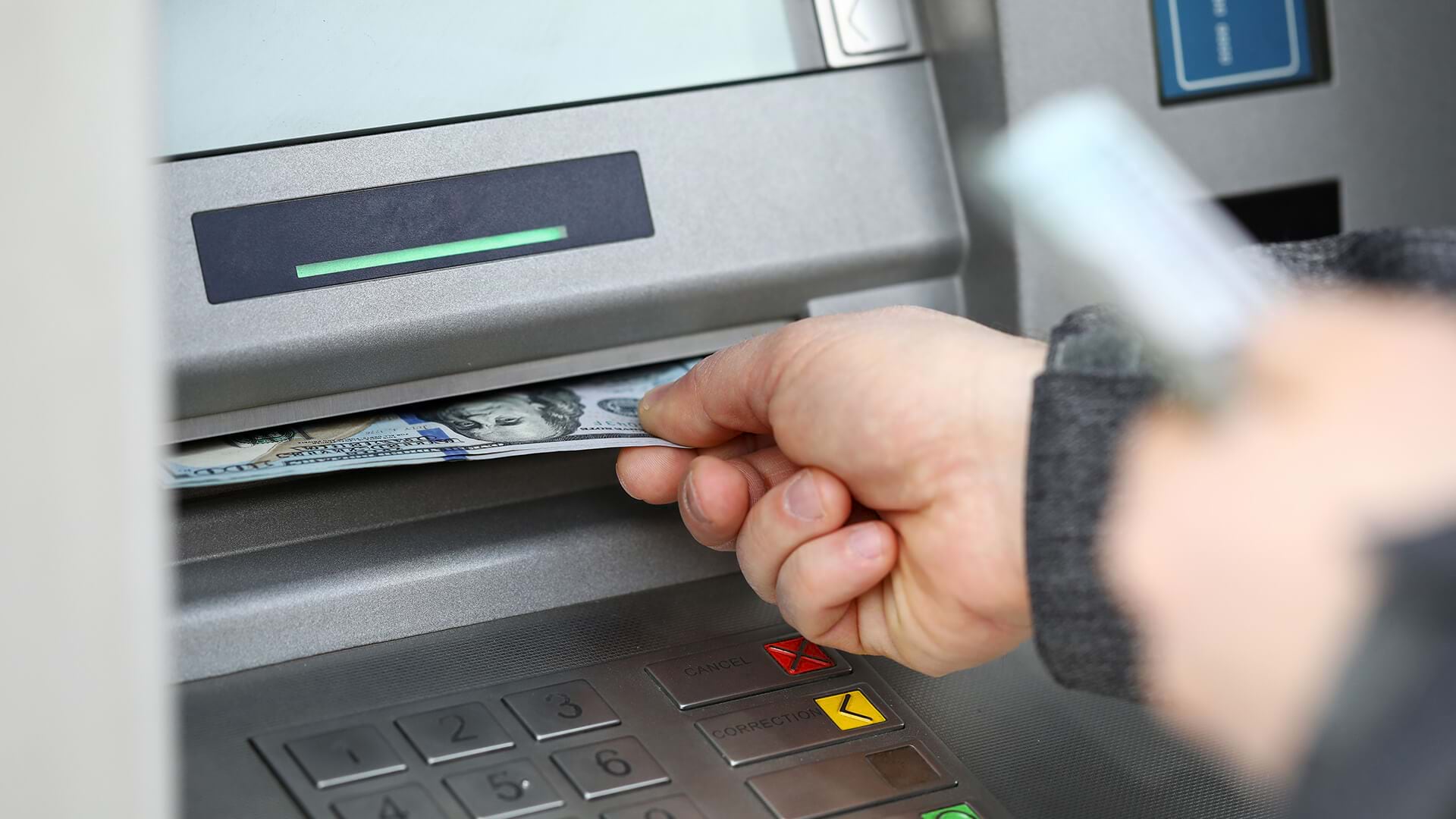 A banking transaction through an ATM