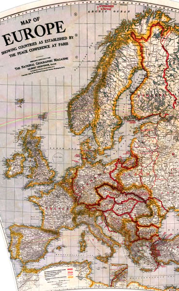 A National Geographic map of Europe.