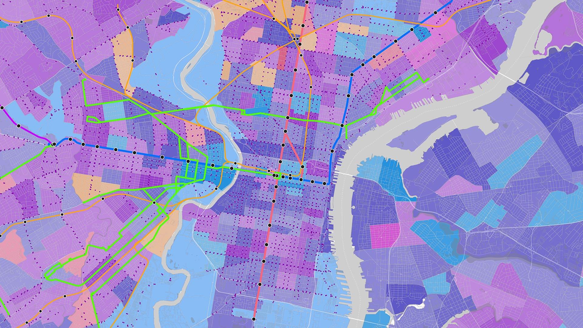 A multicolored map with data points represents the importance of managing the mobile enterprise