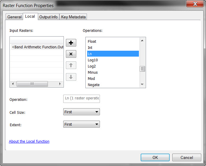 conversion from radiance to kelvin - applying ln with local function