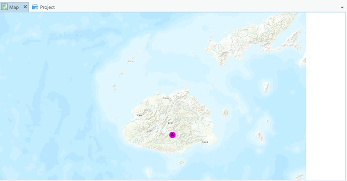 Map view with Fiji location