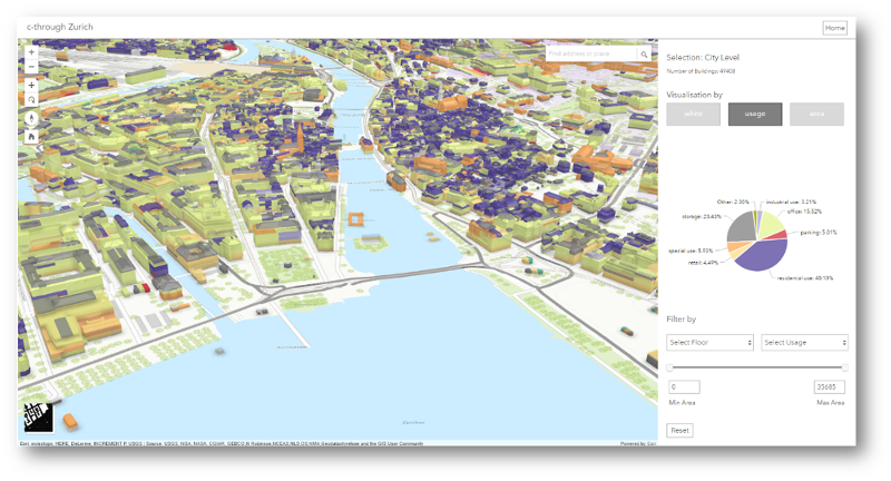 Screenshot of the C-Through application showcasing Zurich