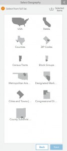 List of Standard Geographies in the Business Analyst web app