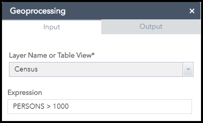 Selecting features from a layer in the web app using a geoprocessing widget