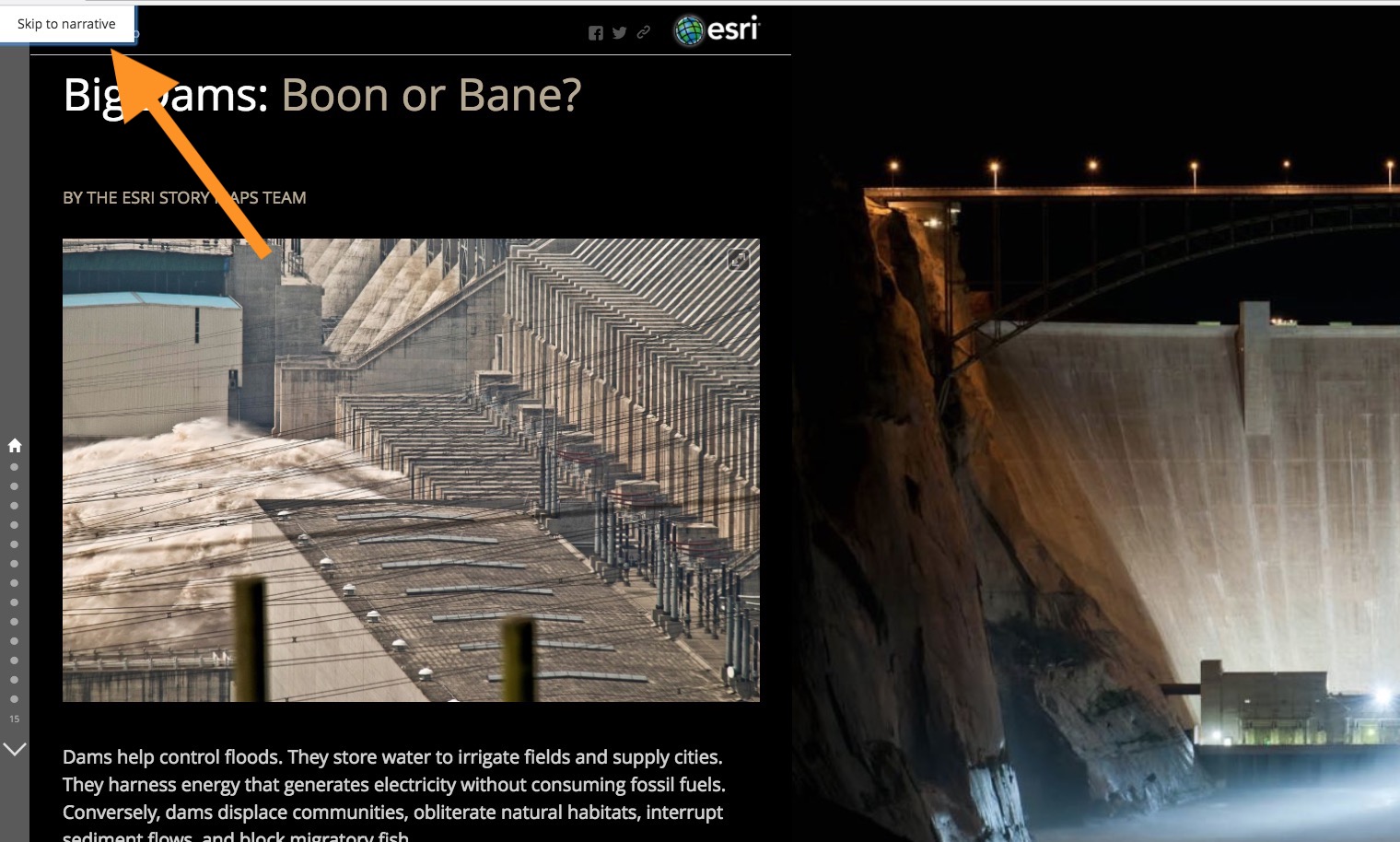 Skip to Narrative button