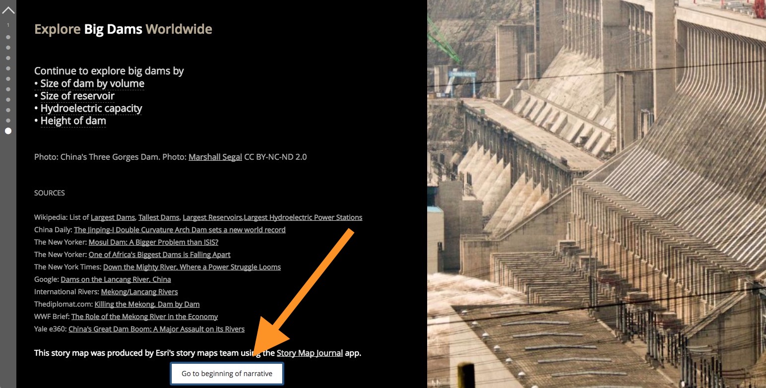 Go to Beginning of Narrative button