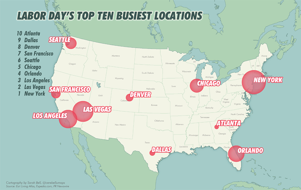 Top 10 Destinations map