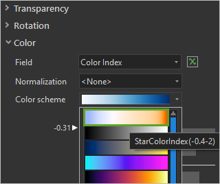 Color scheme in menu