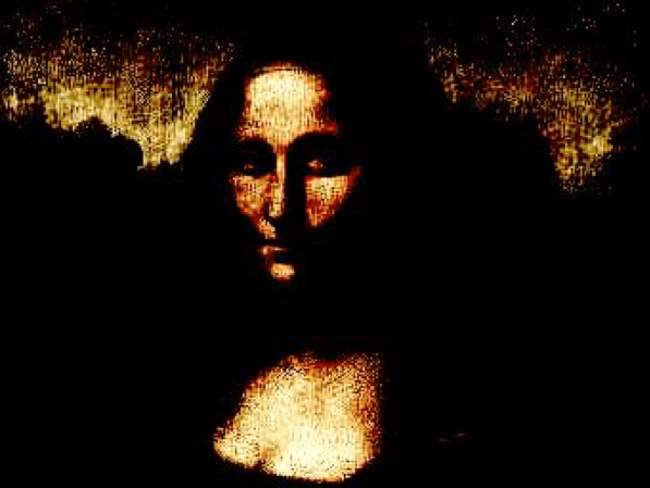 In this image of the Mona Lisa, the thousands of colors have been reduced by software to just 5 colors. The resulting image is stripped of all nuance include the smile.