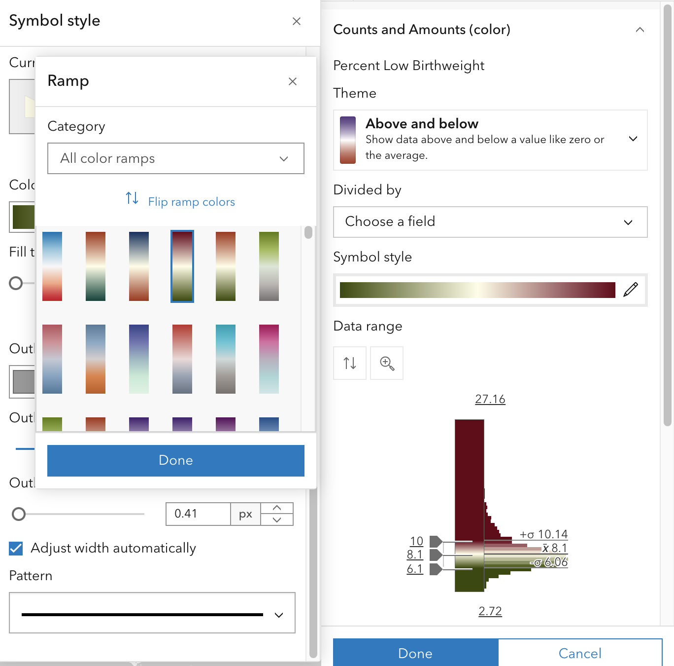 Changing to another color ramp can significantly affect the overall impression the map makes.