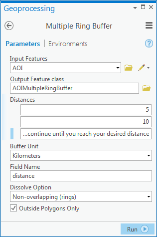 multiple ring buffer tool dialog