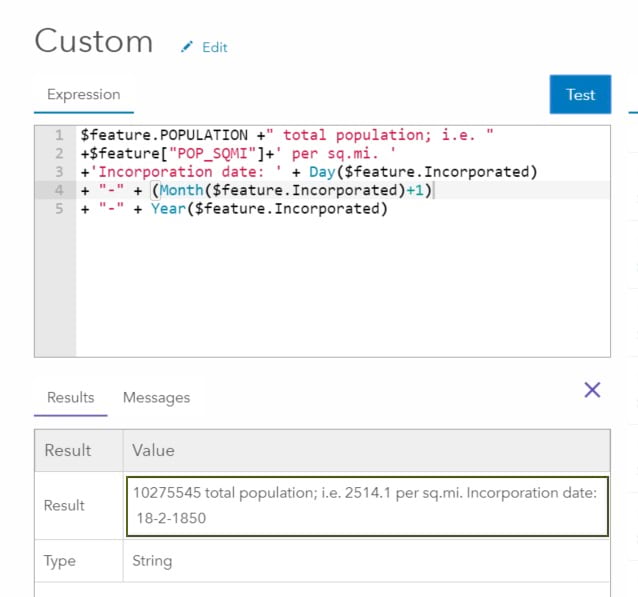 Descriptive custom expression