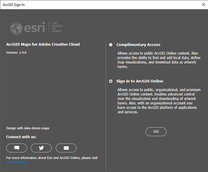 Maps for Creative Cloud sign in
