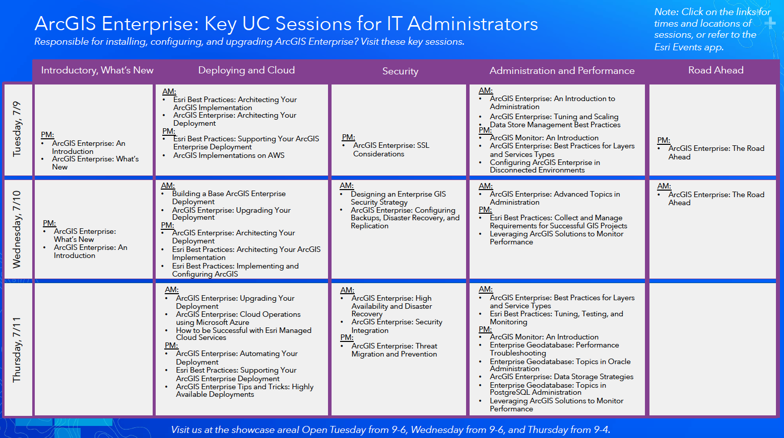 Join the ArcGIS Enterprise sessions at the 2019 Esri User Conference.